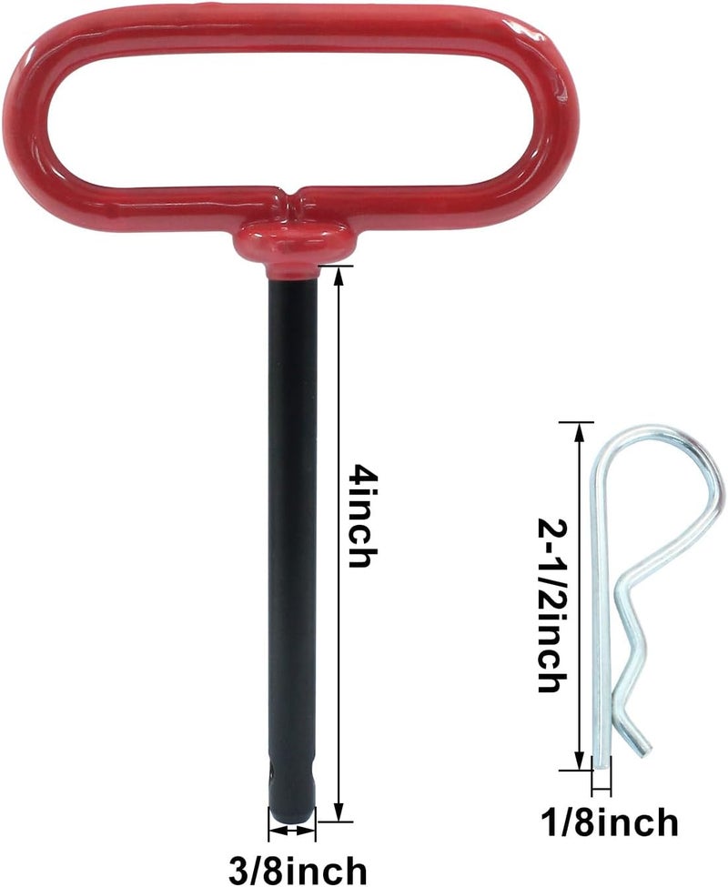 Moicstiy 2 Pcs 3/8 x 4 Inch Trailer Tow Hitch Pin and Clip, Tractors Hitch Cotter Pins for RV, Tractor, Lawn Mower (Red) - Image 2